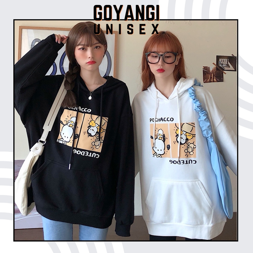 Áo hoodie Chó và cánh cụt oversize Unisex phong cách Hàn Quốc