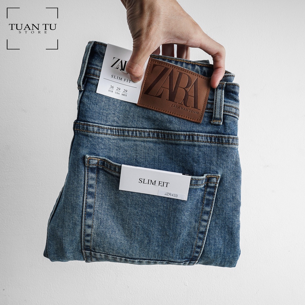 Quần Jean dài nam ZR Code 433 (Form Slimfit,chất vải co dãn,ống quần 15-18cm,hàng VNXK)
