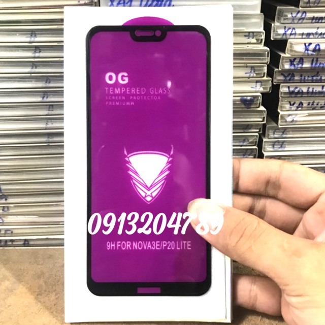 Kính OG full màn Huawei Nova 3E / P20 Lite khoan không thủng