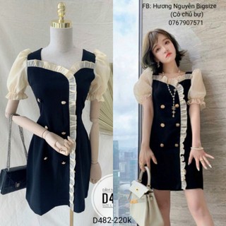 Bigsize đầm nút phối d482