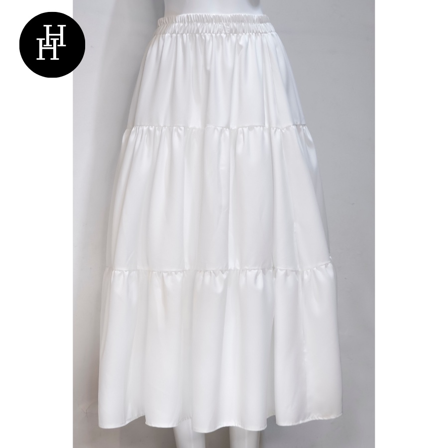 Chân váy liền tầng HCV22 lưng thun màu đen - trắng Hỉn Hỉn Store