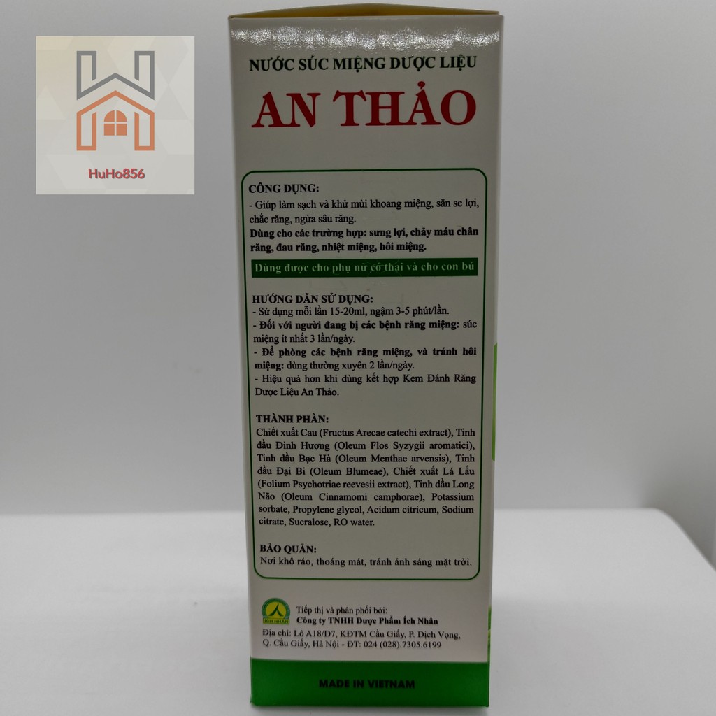 NƯỚC SÚC MIỆNG AN THẢO CHAI 250ML