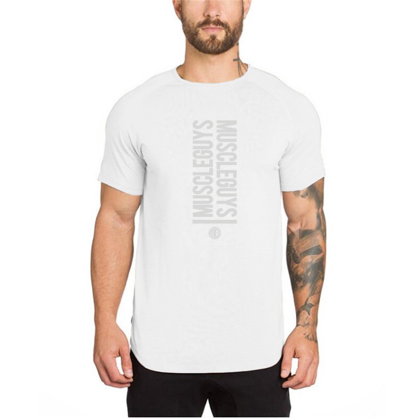 Áo Thun Cotton Raglan Cổ Tròn Thoáng Khí Định Hình Cơ Thể Cho Nam