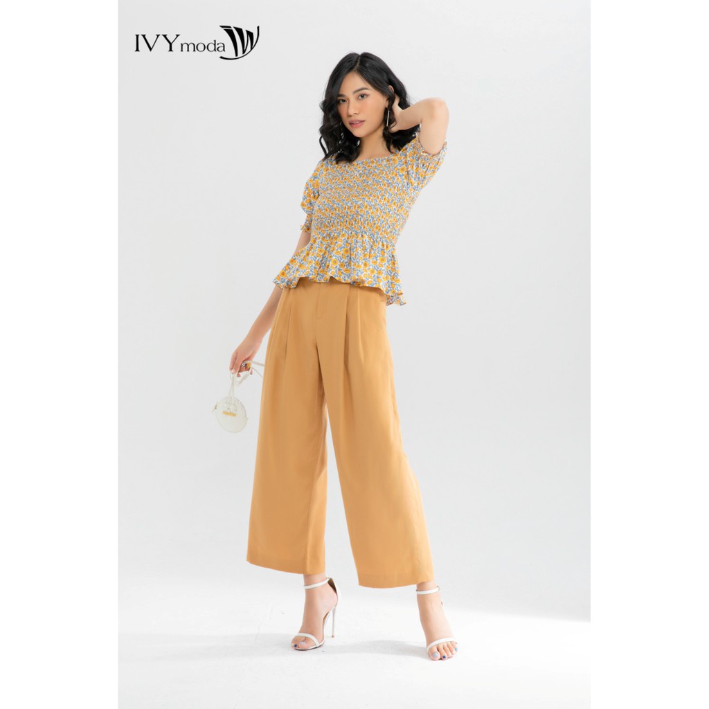 [NHẬP WABRTL5 GIẢM 10% TỐI ĐA 50K ĐH 250K ]Quần dài nữ ống rộng thiết kế IVY moda MS 22B8702