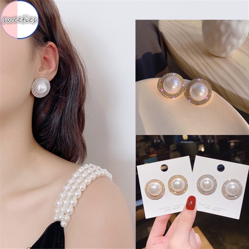 Bông Tai To Cao Cấp Đính Đá Sang Chảnh 925