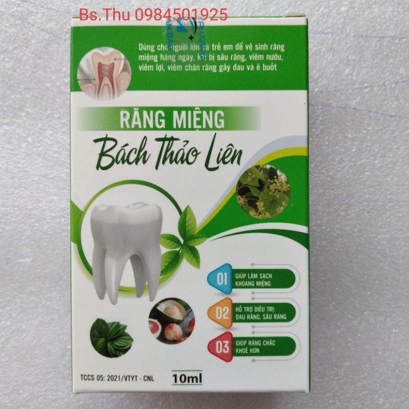 DUNG DỊCH RĂNG MIỆNG BÁCH THẢO LIÊN 10ml hỗ trợ làm sạch khoang miệng, giảm sâu răng, viêm lợi, giúp răng chắc khỏe