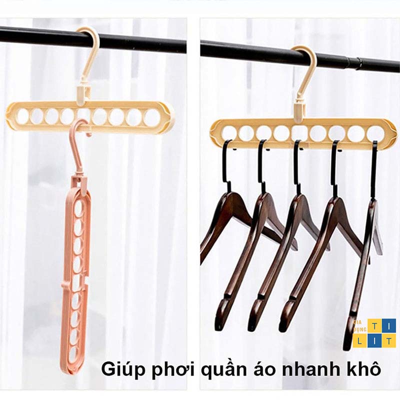 Móc Treo Quần Áo Bằng Nhựa Đa Năng 9 Lỗ - siêu bền, siêu tiết kiệm diện tích, dễ sử dụng [MÓC 9 LỖ]