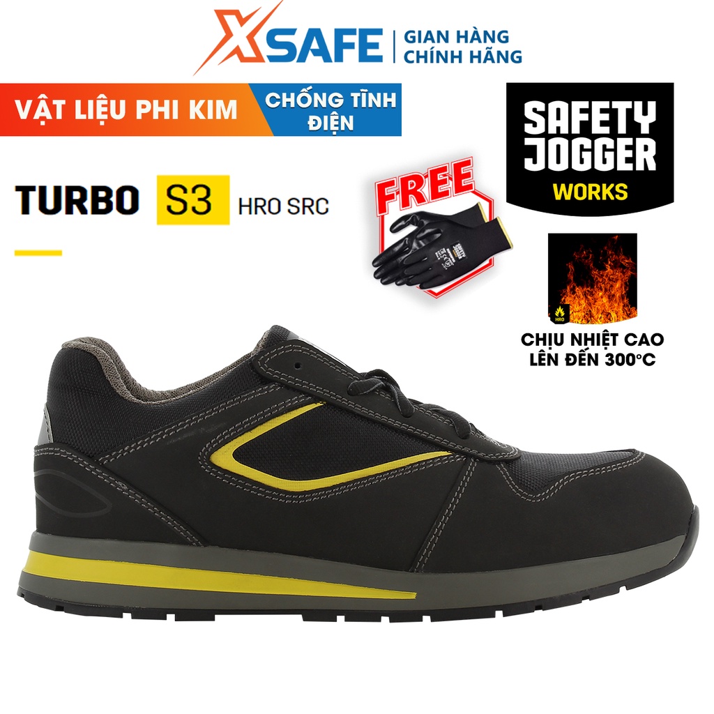 Giày bảo hộ lao động nam Jogger Turbo HRO SRC da Nubuck cao cấp, cấu tạo phi kim siêu nhẹ, chịu nhiệt lên đến 300 độ