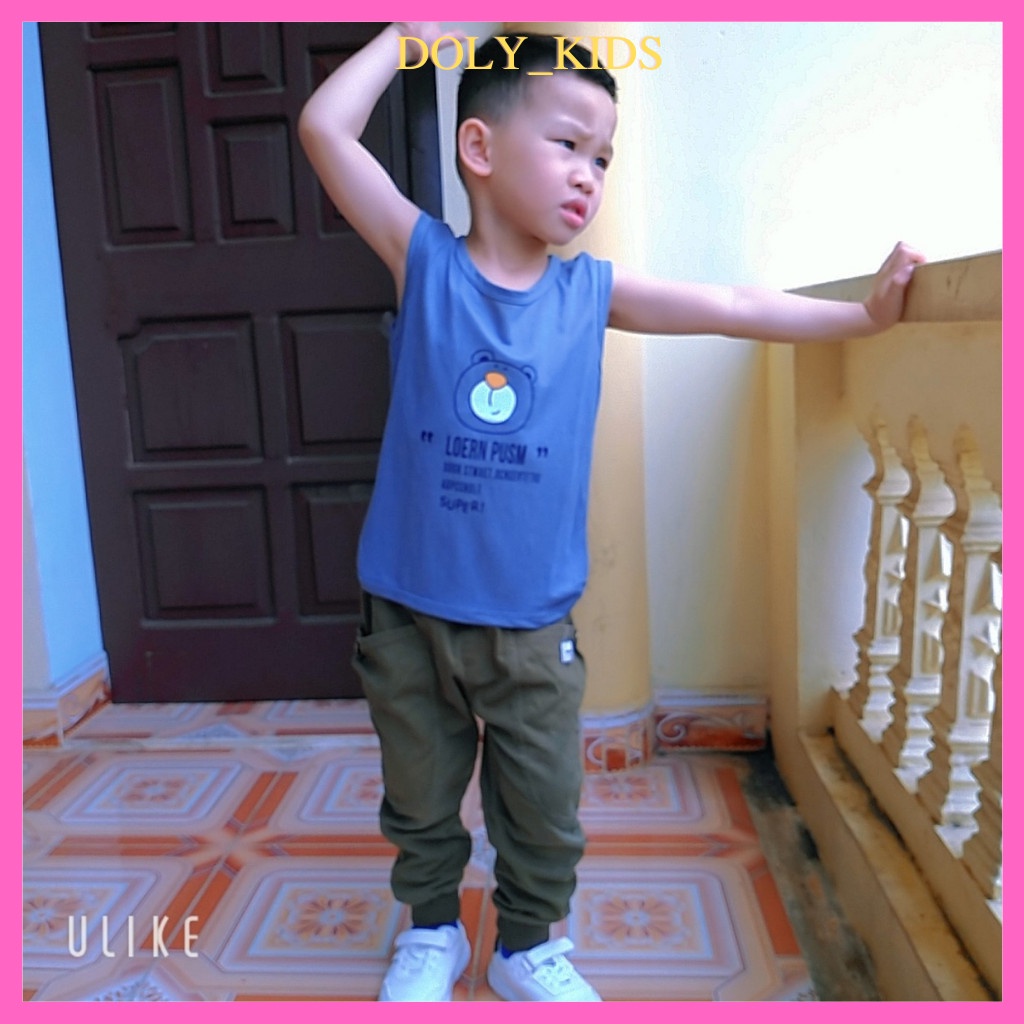 Áo ba lỗ cho bé trai bé gái DOLY KIDS, Áo ba lỗ In Hình Gấu cho bé mặc thoáng mát từ 6-28kg QATE A02