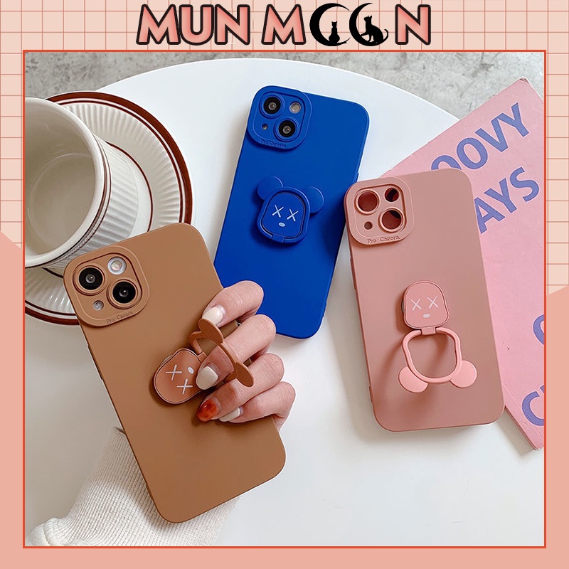 Ốp Lưng Iphone Dẻo Vuông Viền Nổi KAWS Kèm IRING 7plus/8plus/x/xr/xs/11/12/13/14/pro/max/plus/promax