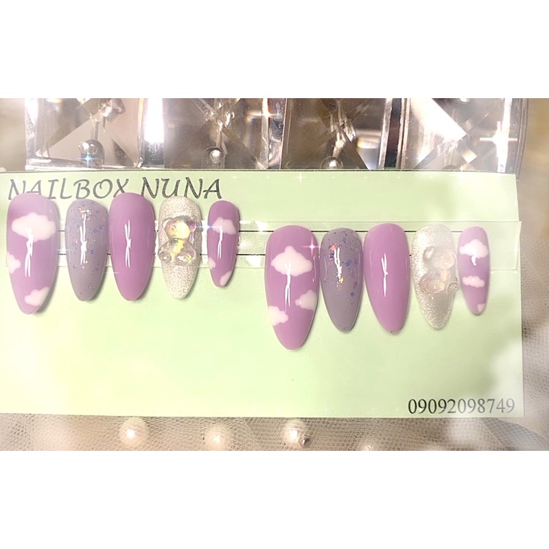 nailbox Nuna móng úp mây. inbox đổi màu. đính gấu nền mắt mèo