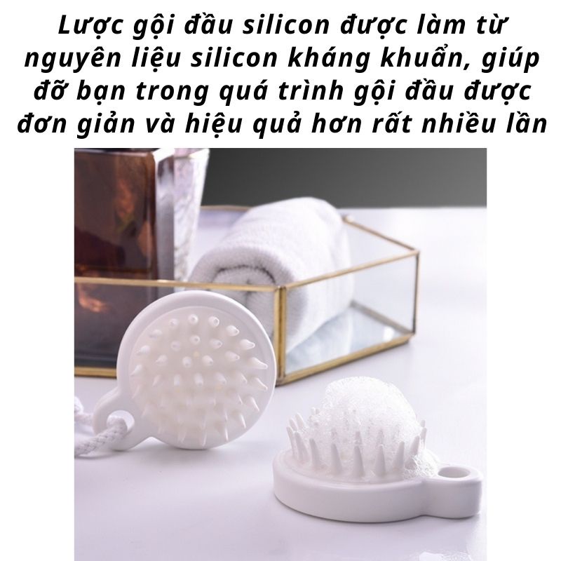 Lược Gội Đầu Silicon Siêu Mềm Mại Làm Sạch Sâu Massage Đầu Kích Thích Tóc Mọc Nhanh Và Mượt Hơn