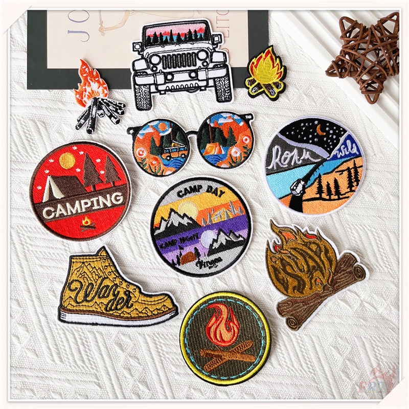 ♚ Happy Camp - Miếng Vá Ủi Quần Áo Roam Wild ♚ 1 Sticker Ủi Thêu Hình Phương Tiện Giao Thông ☸ 1 Cái Tự May Thêu Trên Sắt Trên Huy Hiệu Miếng Vá