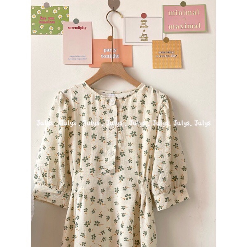 Váy hoa dáng dài thắt eo tiểu thư - Đầm babydoll dáng dài tiểu thư Pea Store