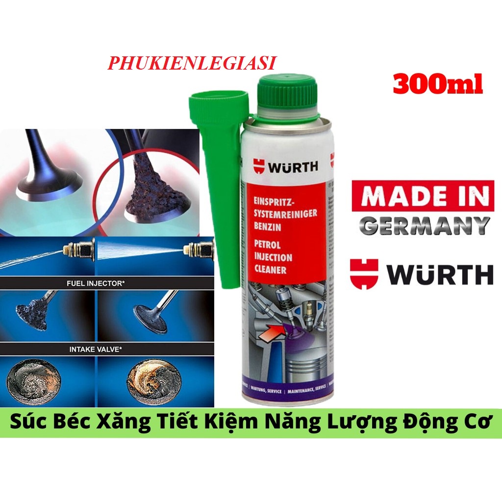 Súc Béc Xăng Wurth Petrol Injection System Cleaner 300ml cho xe Oto Nhập Khẩu Đức