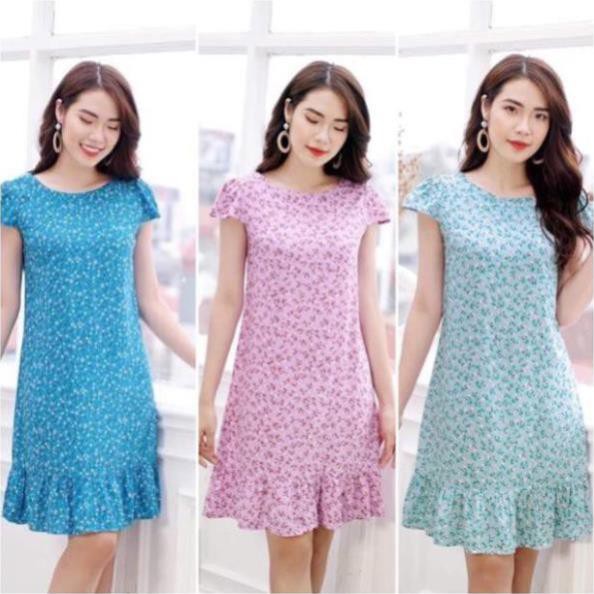 Bán sỉ Đầm lanh hoa đuôi cá bầu bí bon chen (NKDV1906023)❌ảnh thật❌
