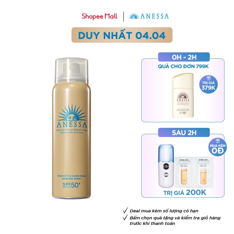Xịt chống nắng bảo vệ hoàn hảo Anessa Perfect UV Sunscreen Skincare Spray 60g thumbnail