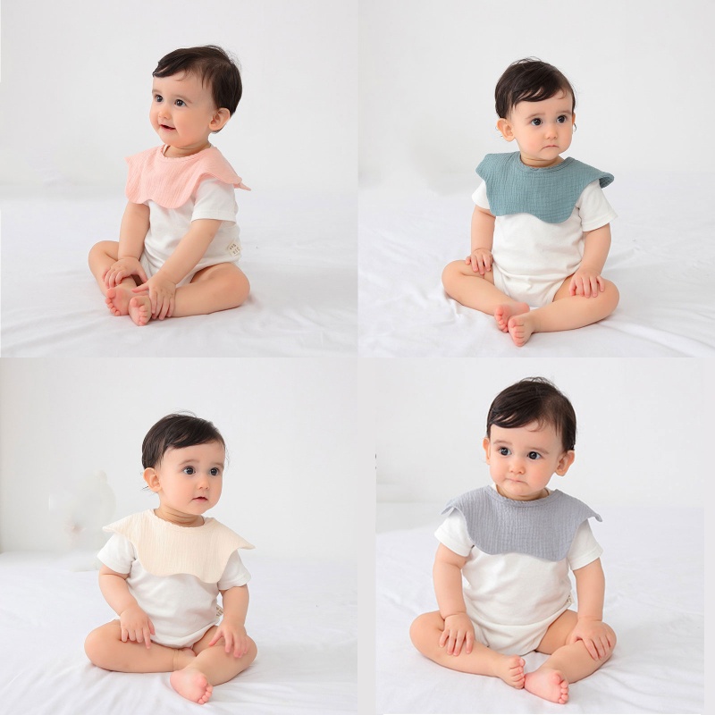 Yếm Ăn Cotton Mềm Mại Xoay 360 Độ In Họa Tiết Hoa Xinh Xắn Cho Bé