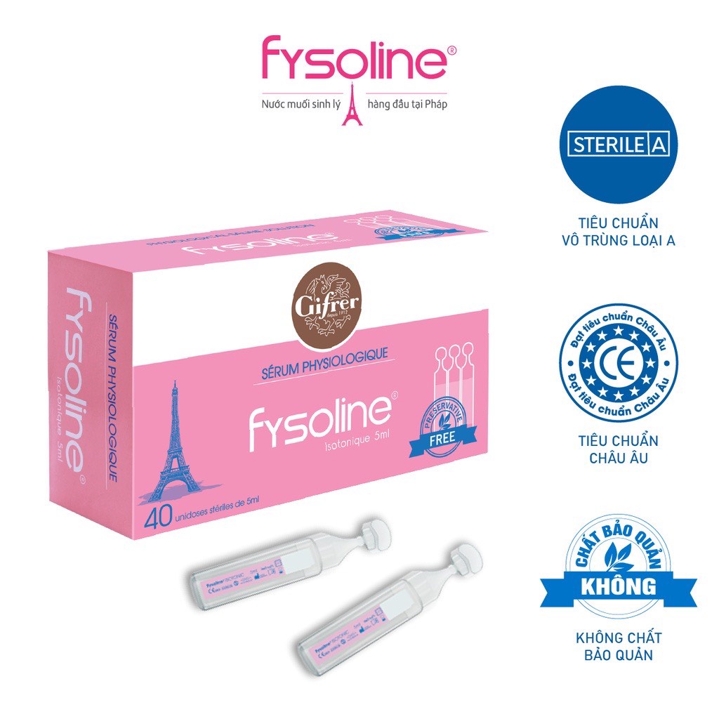 Fysoline/Physiodose - Nước muối sinh lý Pháp - Vệ sinh mắt, mũi, miệng cho bé