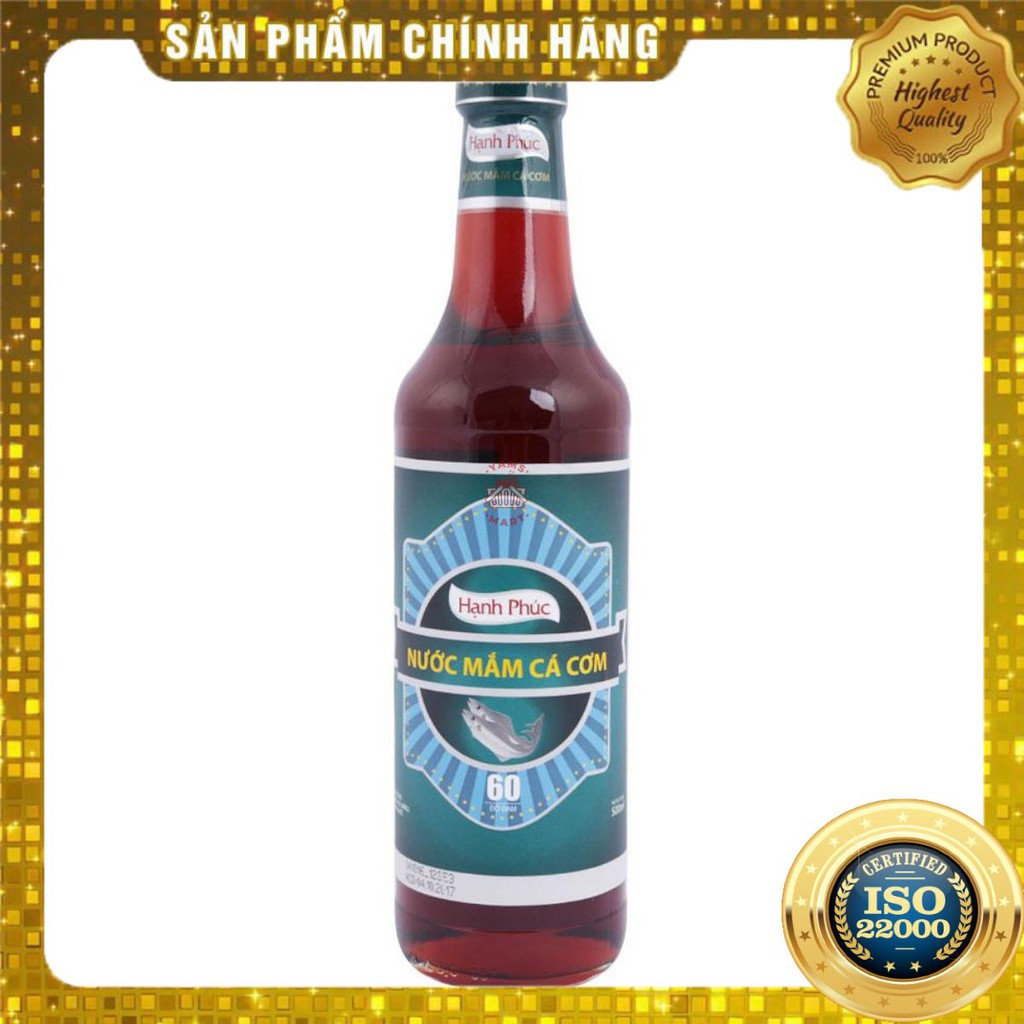 [ Yams Mart ] Nước Mắm Cá Cơm Hạnh Phúc 60 Độ Đạm Chai 500 ML