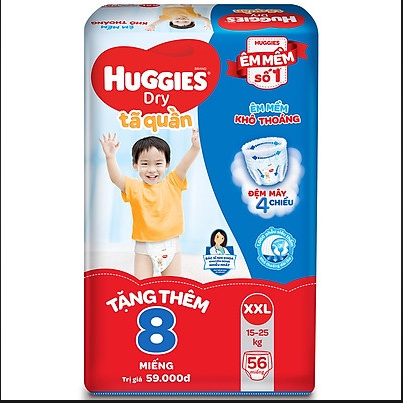 Tã quần Hucgies M74,L68,XL62,XXL56(cộng miếng)