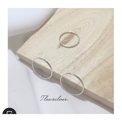 Nhẫn bạc nữ TLEE trơn bản vuông mỏng basic TLEE JEWELRY A0340
