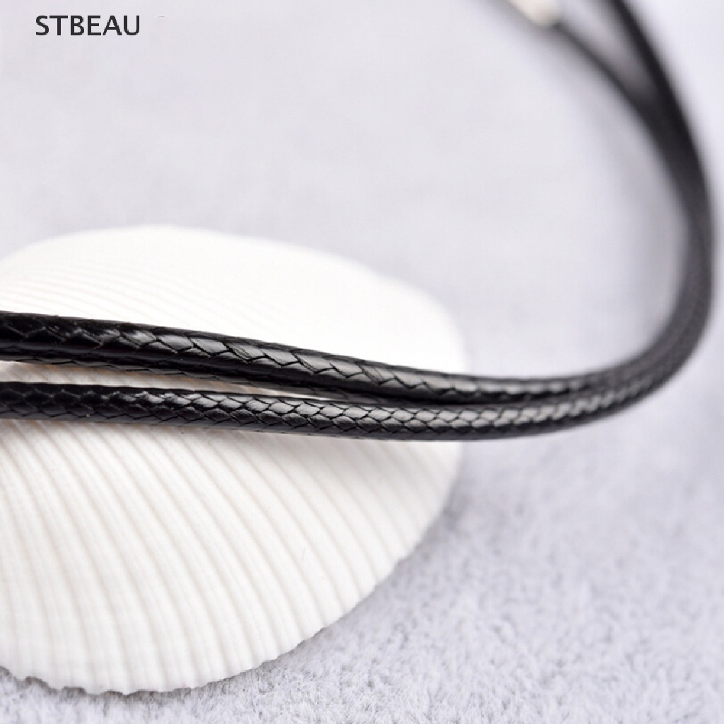 [Cxsteau] Vòng Cổ Choker Dây Da Sáp Đen Khóa Xoay Bằng Thép Không Gỉ Trang Sức MME