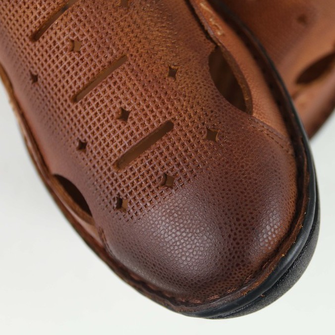 Giày lười rọ nam ST69 da bò 100% đục lỗ thoáng khí mùa hè đế cao su non mềm mại - G001