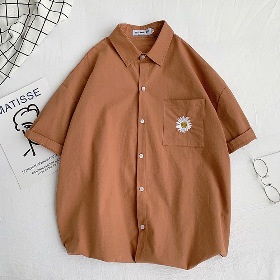 Áo Sơ Mi Trơn From Rộng Unisex Phong Cách Ulzzang
