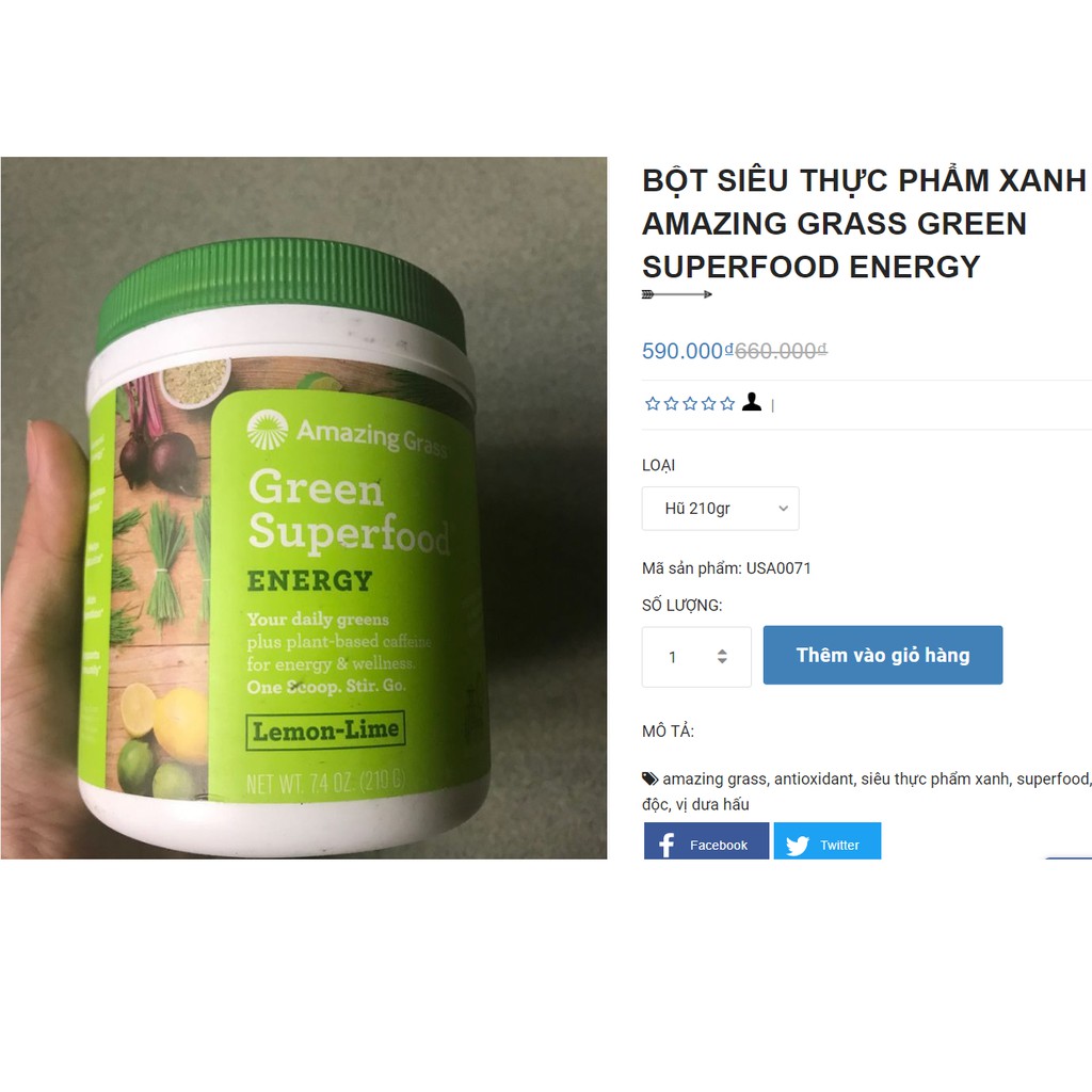 HỖN HỢP BỘT RAU CỦ QUẢ HỮU CƠ AMAZING GRASS