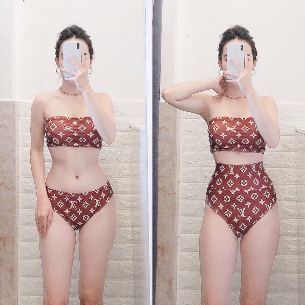 Bikini 2 Mảnh Cúp Ngực Họa Tiết Sang Trọng, Set Đồ Bơi Nữ Quây Ngực Cao Cấp - OS041