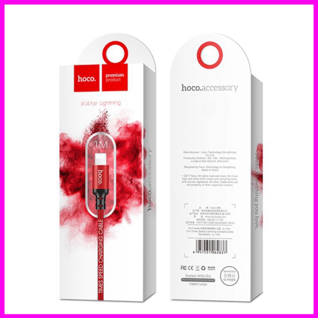 Cáp Sạc Nhanh Chân Iphôn Hoco X14 Dài 1 Mét,2 Mét Cho ip,tablet táo Cáp Tai nghe Tai nghe ko dây táo