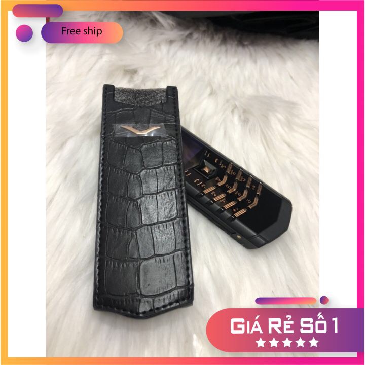 Bao da Vertu Singature S đứng không nắp da cá sấu⚡