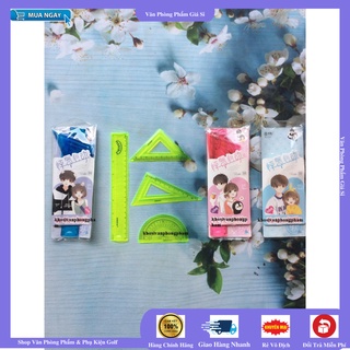 Bộ thước kẻ DẺO, Bộ eke DẺO 20cm, đo độ (thước bộ DẺO học sinh) [VPP GIÁ SỈ]