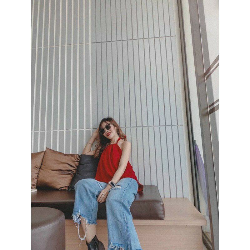 [Mã FASHIONGREEN hoàn 10% tối đa 50K xu đơn 300K] Áo yếm đỏ xoè cột dây hở lưng | BigBuy360 - bigbuy360.vn