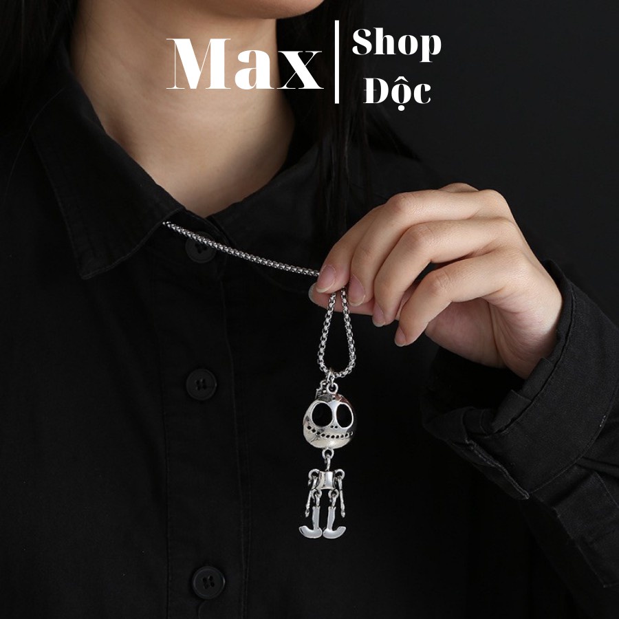 Dây Chuyền Vòng Cổ Cuban Titan Cao Cấp Mặt Hình Bộ Xương Độc Đáo Cá Tính Cho Nam Nữ - Maxshopdoc