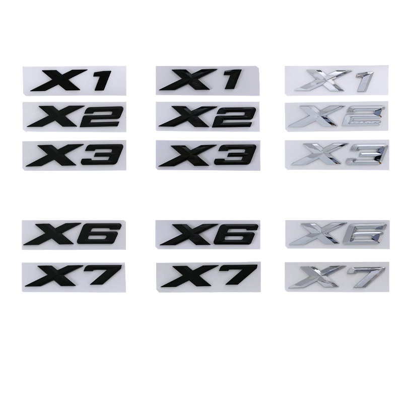 Miếng Dán logo 3D Màu Đen Bạc Trang Trí Cốp Sau Xe Hơi BMW X1 X2 X3 X4 X5 X6 X7 GT