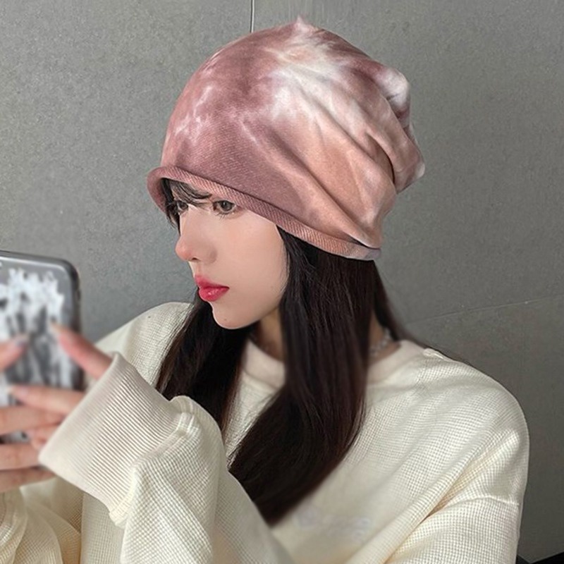 Mũ beanie mềm mại họa tiết nhuộm màu thời trang mùa đông cho nam và nữ