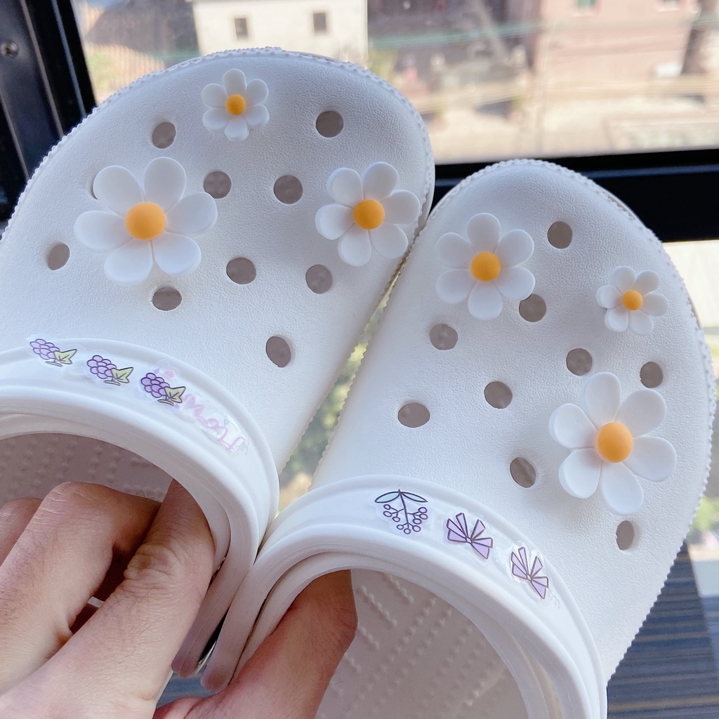 Bộ 6 Phụ Kiện Làm Trang Sức Hình Hoa Cúc charm sticker jibbitz sticker Set Sticker cross sandals sticker
