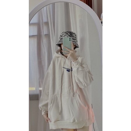 Hoodie hãng thêu nỉ bông dày mũ to