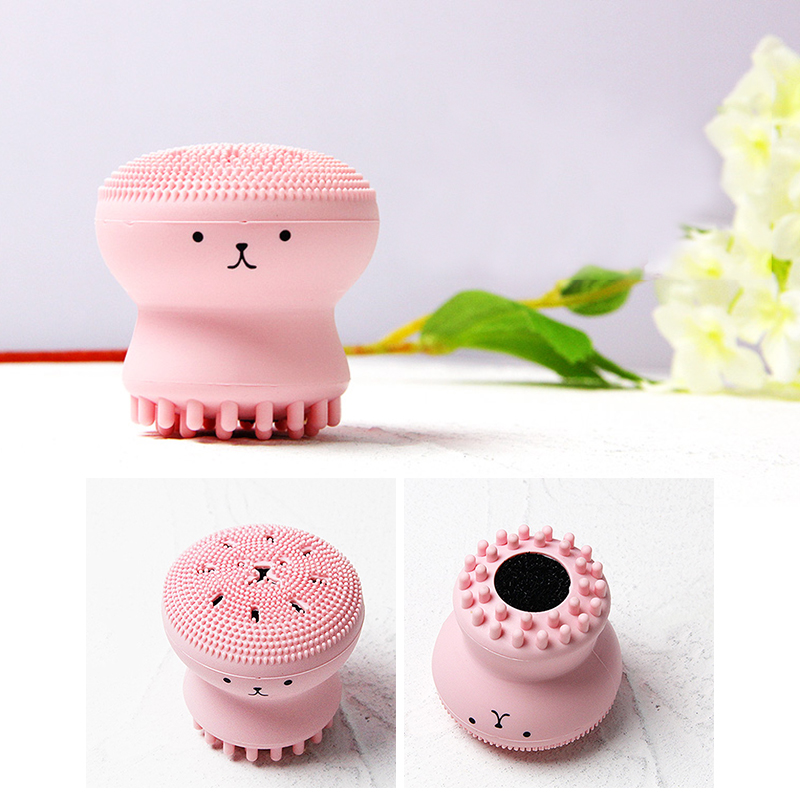 [Hàng mới về] Cọ rửa mặt mát xa tẩy tế bào chết bằng silicone thiết kế hình bạch tuộc phong cách Hàn Quốc