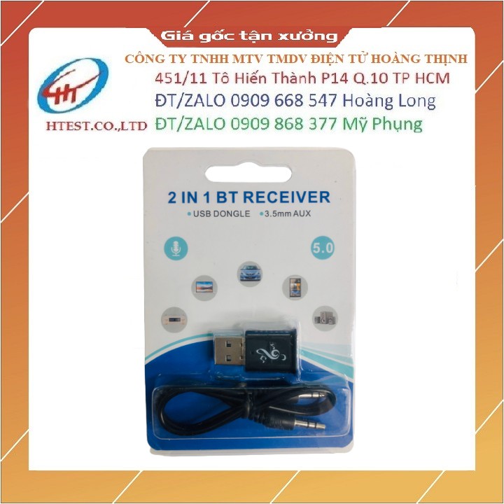 Usb Bluetooth 5.0 BT 2 trong 1 dùng cho loa, máy tính, xe hơi