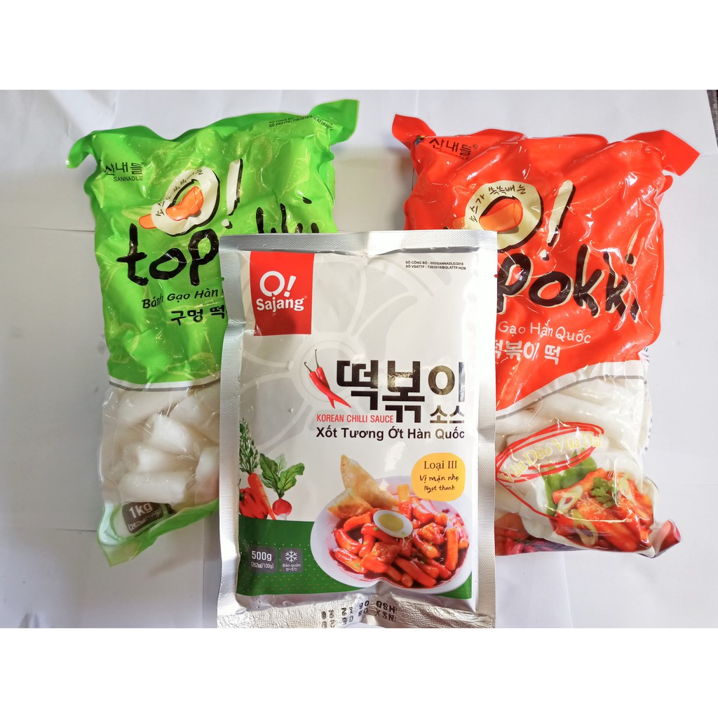 Combo 1kg bánh ống và 1kg bánh thỏi kèm gói 500g sốt Osajang Hàn Quốc