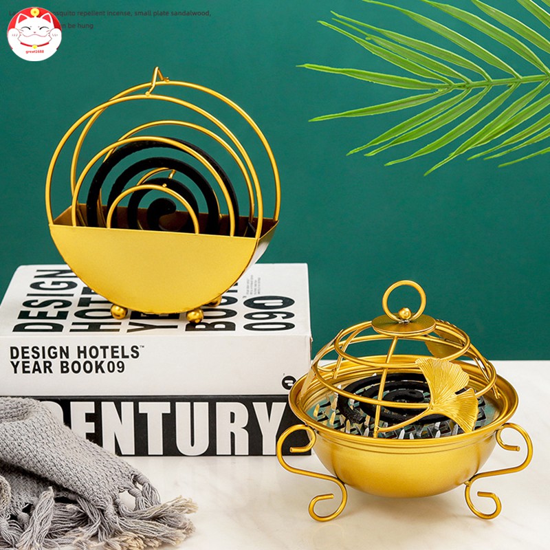 Mosquito Coil Holder Ginkgo Leaf Summer Day Iron Mosquito Repellent Incenses Rack Plate Indoor Home Decoration