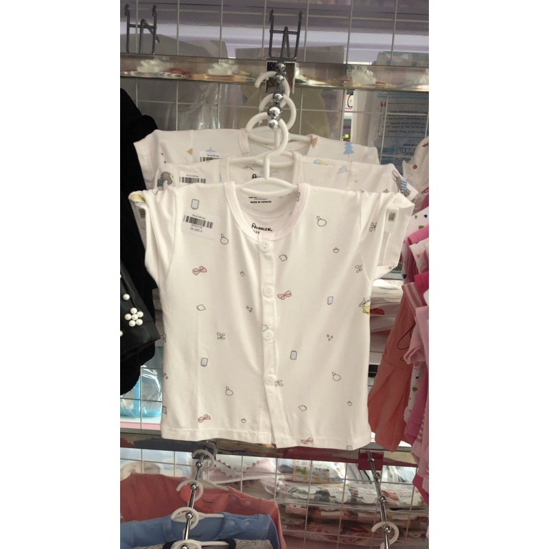 Combo 10 áo cộc tay sơ sinh cho bé, khuy giữa vải thun lạnh (sỉ)