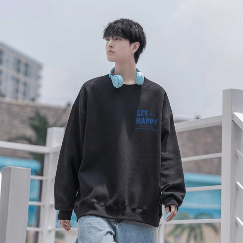 Áo Nỉ Nam Dài Tay Cổ Tròn Thời Trang Hàn