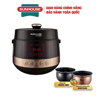 NỒI ÁP SUẤT ĐIỆN TỬ ĐA NĂNG SUNHOUSE MAMA SHD1586B, Kèm 2 lòng nồi cao cấp, Bảo hành 24 tháng