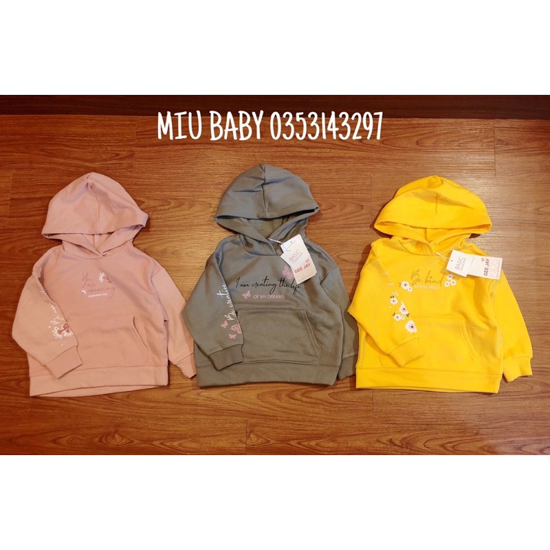 Áo nỉ hoodie bé gái 3 màu dư xịn in hoa siêu đẹp