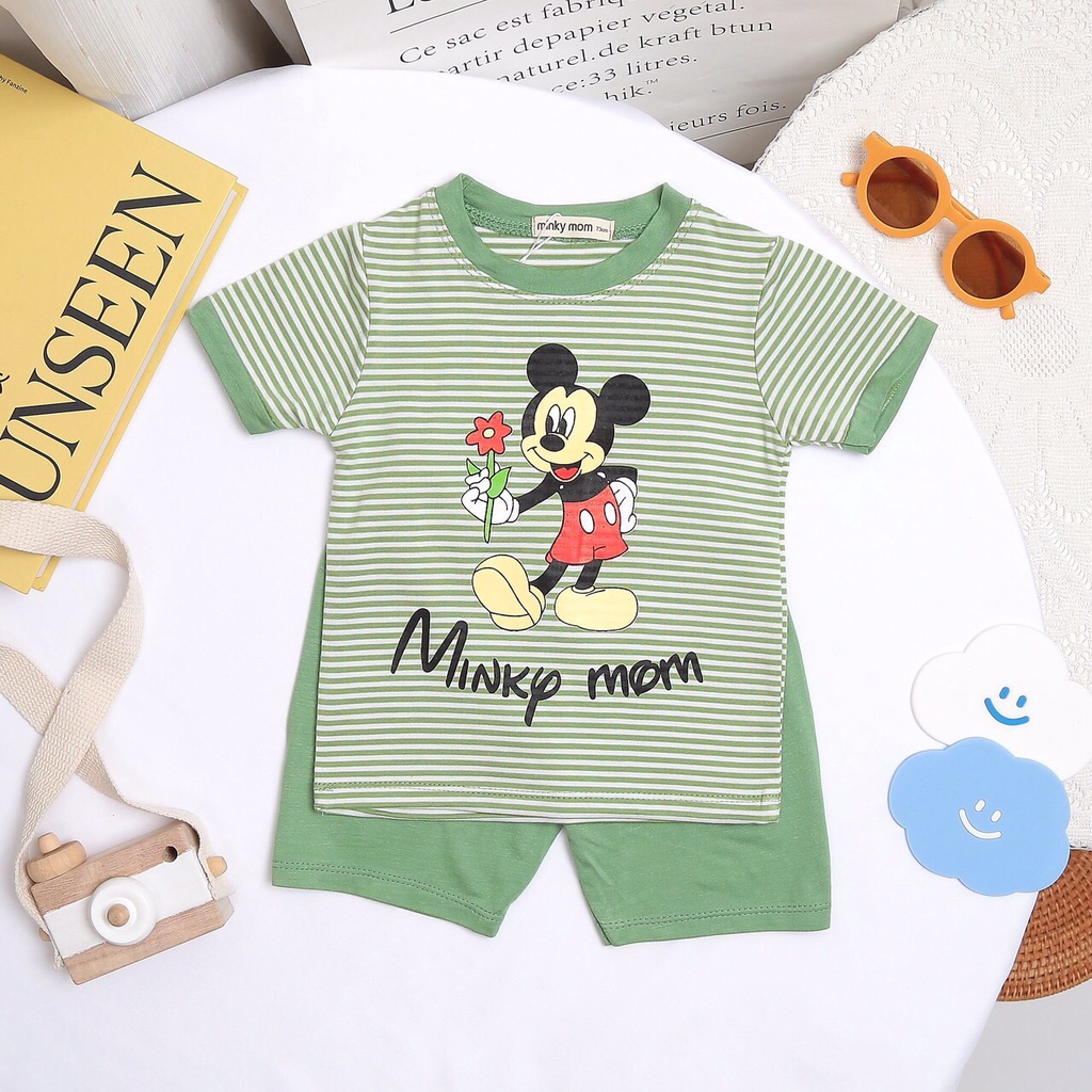 ( Loại 1) Bộ cộc tay sọc dệt Minky Mom cho bé