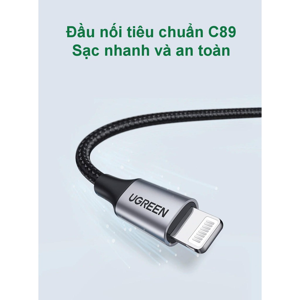 Cáp sạc nhanh dòng 2.4A cổng Lightning chuẩn MFi dài 0.25-2m UGREEN US291